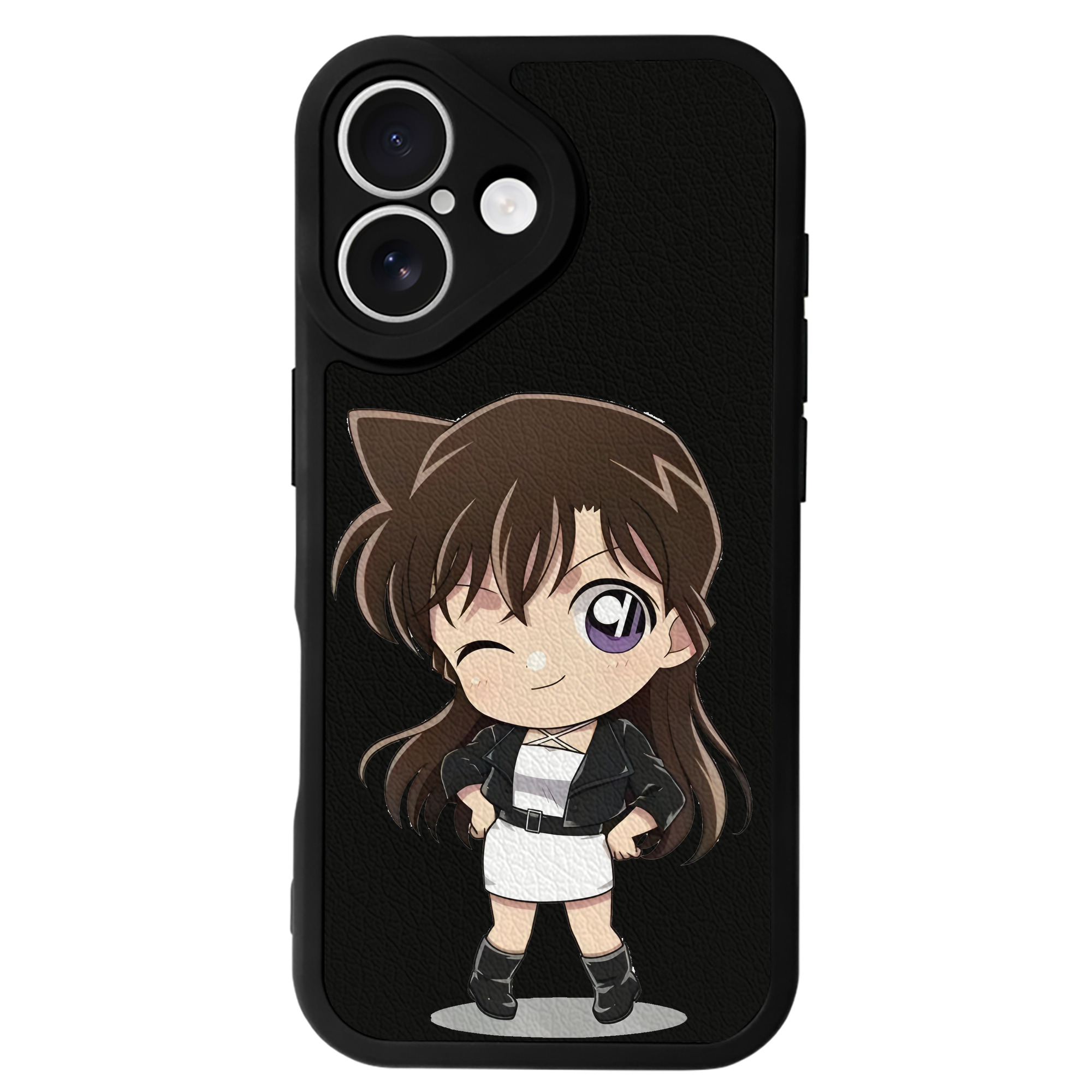 （画像用） 名探偵コナン 毛利 蘭 もうり らん、モーリ ラン Detective Conan Rachel Moore 【iPhone 16シリーズ対応】シリコンスマホケース（レザー調） 材質：シリコン